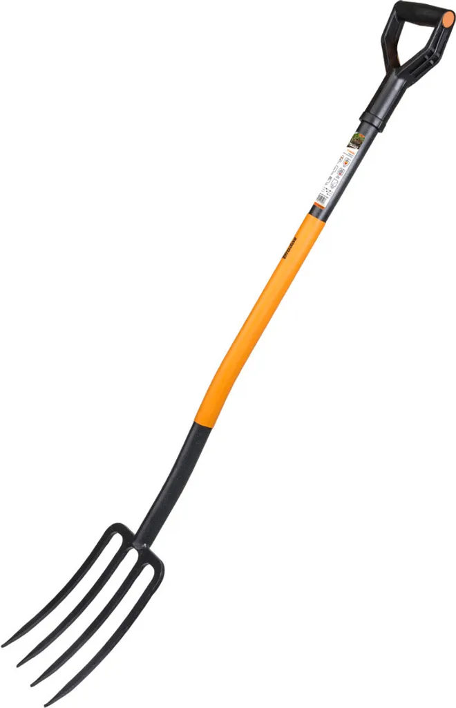 Bradas KT-V2031 Fourche à bêcher 4 dents 1250 mm - Outil jardin noir orange
