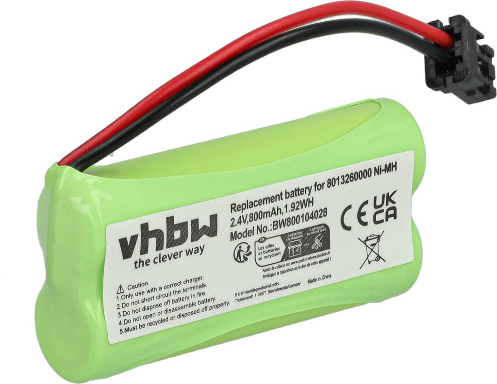 vhbw Akku kompatibel mit VTech LS6113, IS6110, EMBARQ eGO, ip-8300, DS6322-4, ip8300, ip-831, ip831 schnurlos Festnetz Telefon (800 mAh, 2,4 V, NiMH)