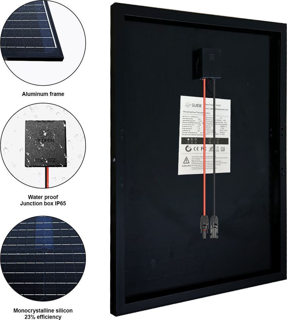 50W Flexibles Solarpanel In Schwarz – Monokristallin, 19,8V, Für 12V-Batterien, Dach & Balkon (820x370x3 Mm)