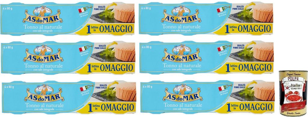 24x AS do MAR Tonno al Naturale,Natürlicher Thunfisch mit Vollsalz,Leicht,Nahrhaft und Gesund,Leicht,Nahrhaft und Gesund,80g Dose + Italian Gourme...