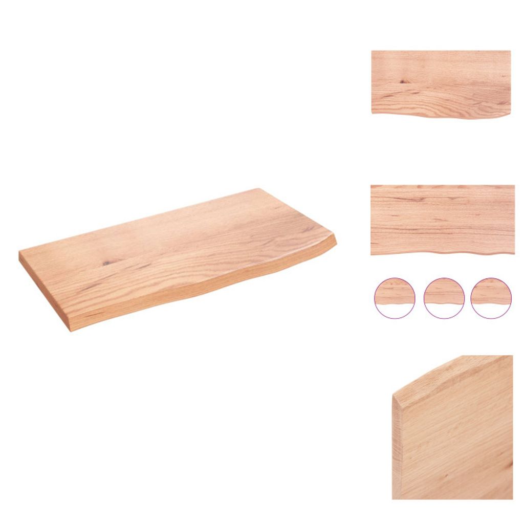 vidaXL Wandregal Hellbraun 60x30x2 cm Massivholz Eiche Behandelt - Wandregale