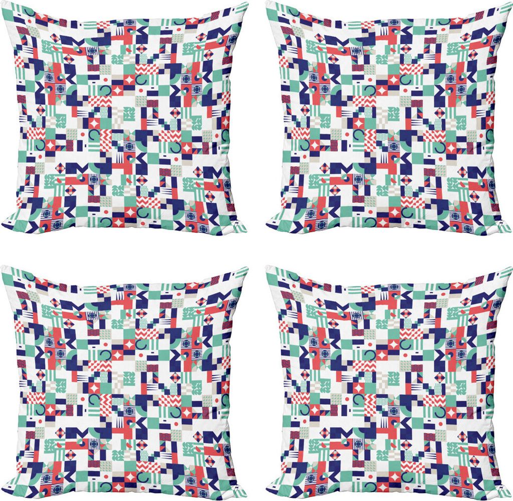 ABAKUHAUS Mitte des Jahrhunderts Kissenbezug Set (4 Stück), Pastell Funky Formen, Moderner Doppelseitiger Digitaldruck, 40 cm x 40 cm, Dark Purple...