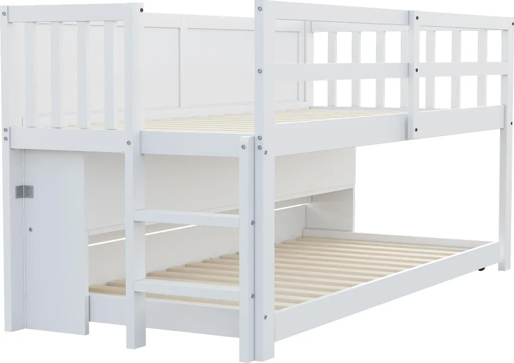 Lit Enfant Gain de Place en Bois Blanc avec Rangement et Zone de Dessin - 10
