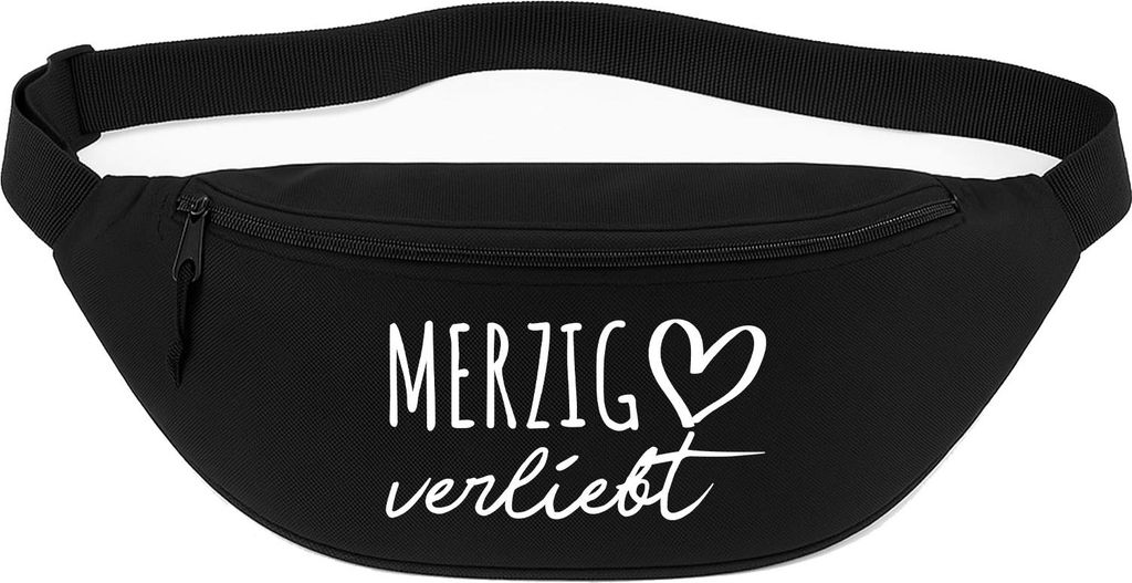 Huuraa Bauchtasche Merzig verliebt 2,5 Liter Black Polyester Crossbody Bag Geschenkidee