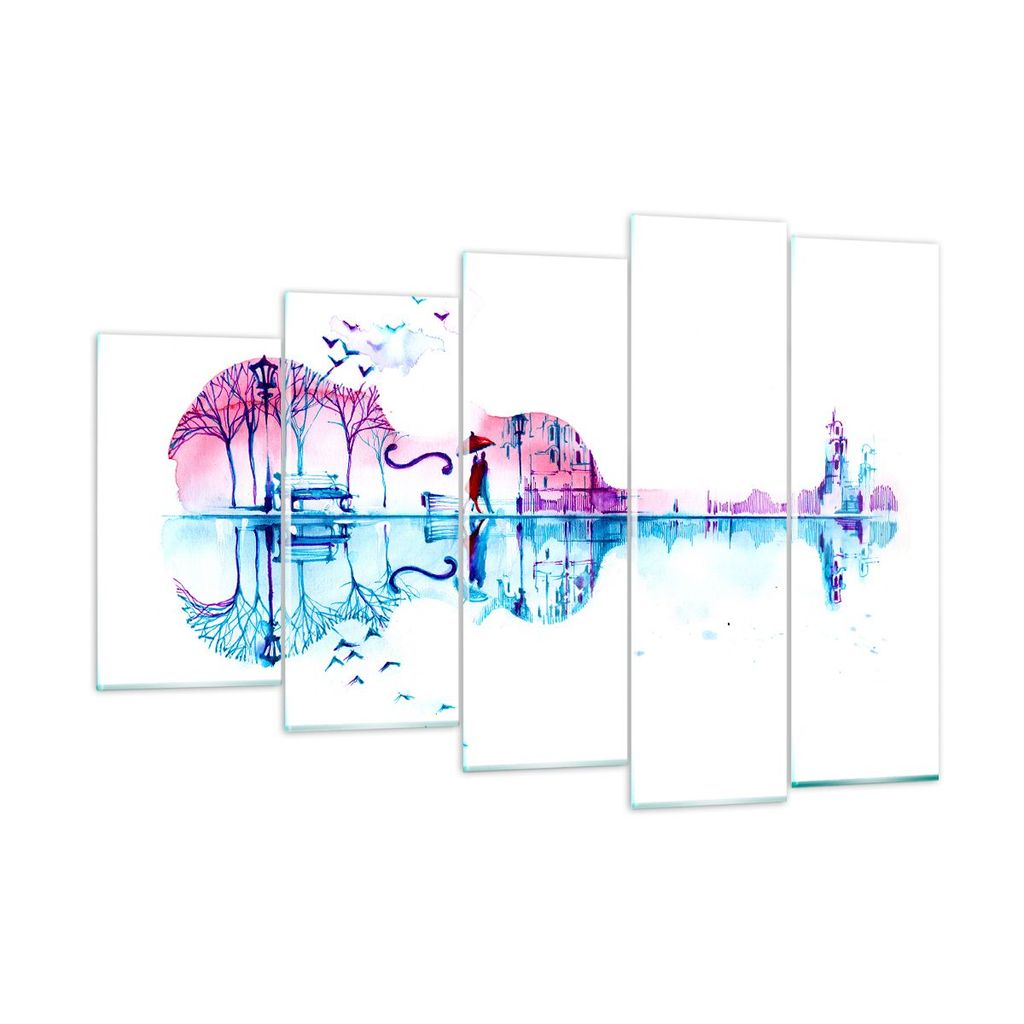 Bilder auf glas - Violine Walk regen Aktivitäten - 150x100cm - Glasbilder - Wandbilder - Kunstdruck - zum Aufhängen bereit - Wanddekoration aus G...