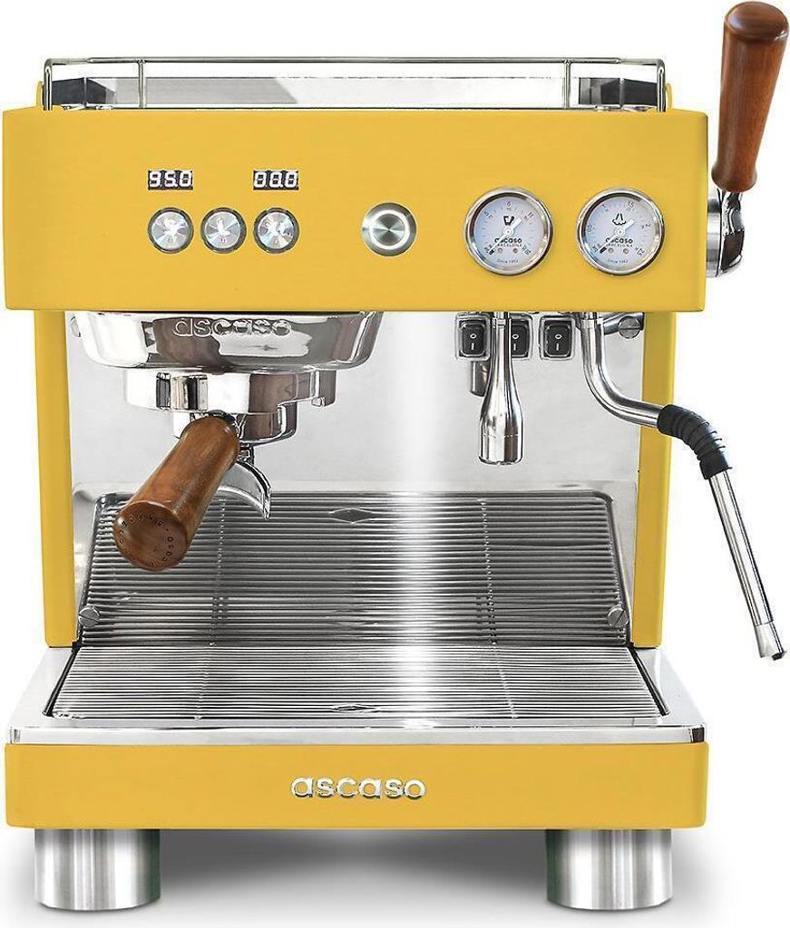 Ascaso Baby T Plus Siebträgermaschine Gelb mit PID, Rotationspumpe und 2L Wassertank