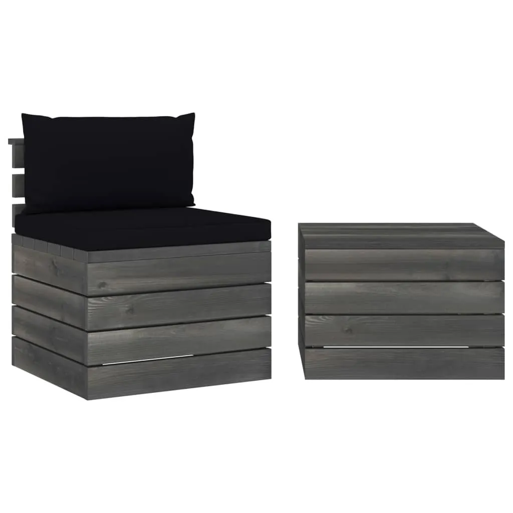 Set Divani Pallet Giardino 2 Pezzi Pino e Cuscini Morbidi