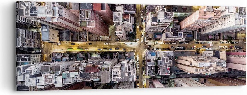 Bild auf Leinwand - Leinwandbild - Einteilig - Metropole Luftaufnahmen Straße - 90x30cm - Wand Bild - Wanddeko - Wandbilder - Leinwanddruck - Bild...