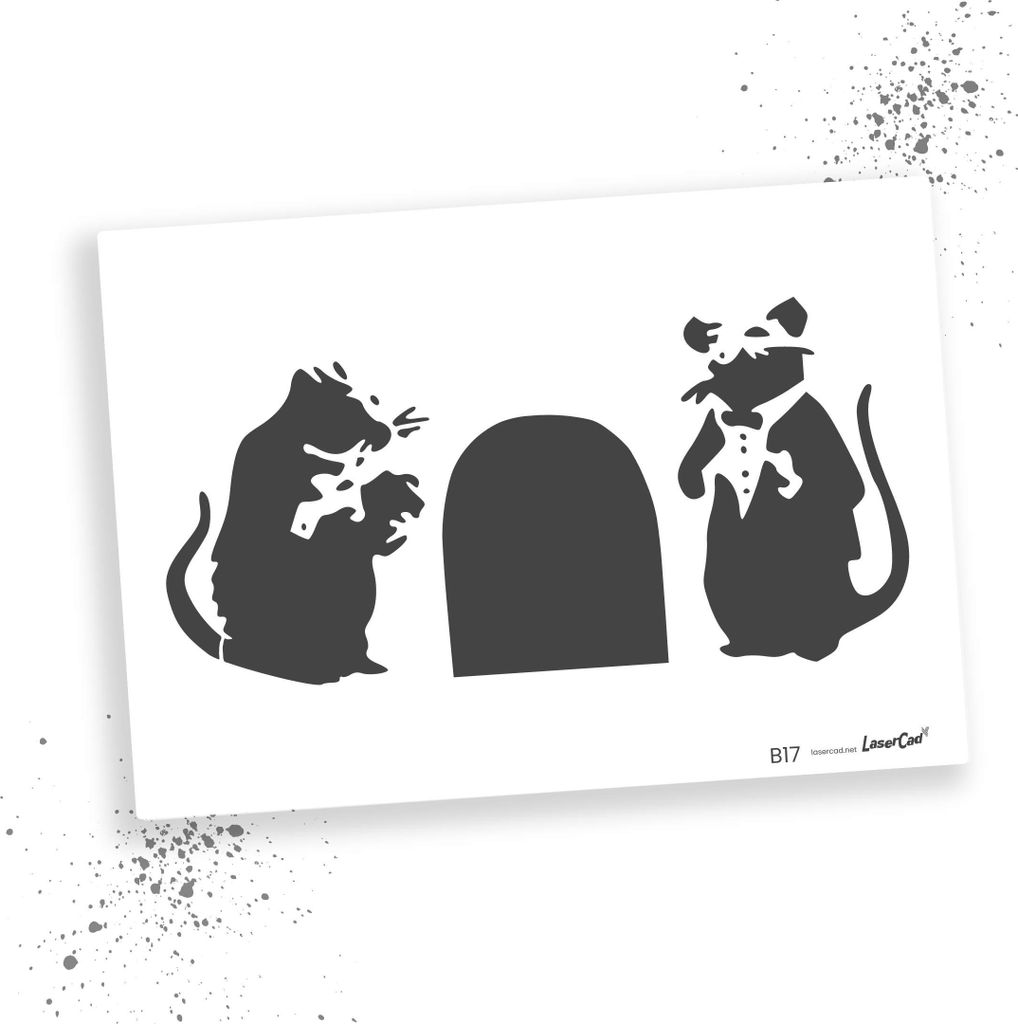 LaserCad Schablonen BANKSY Streetart  (B17, Doormen Rats, DIN A5) Stencil für Graffiti, Airbrush, Deko