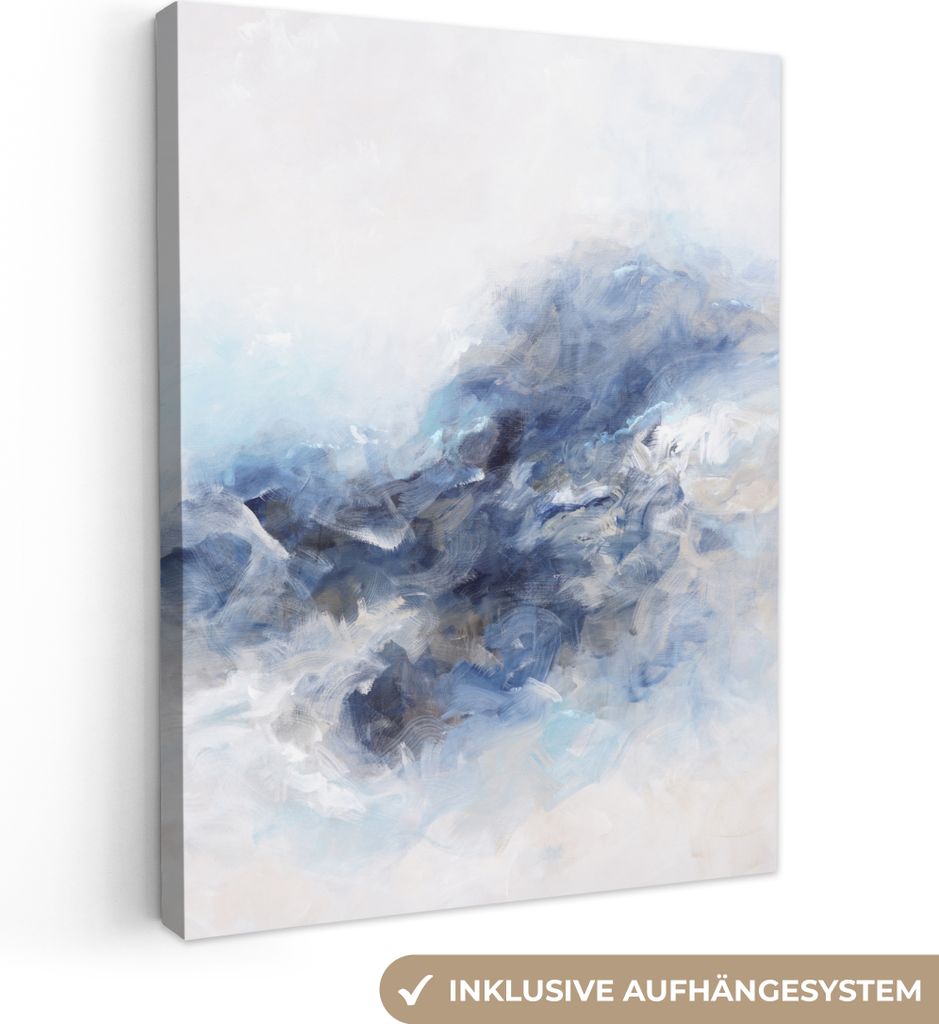 MuchoWow - Leinwandbilder - Farbe - Malerei - Abstrakt - Blau, Wandbild, Wanddeko Bilder Wohnzimmer, 90x120 cm