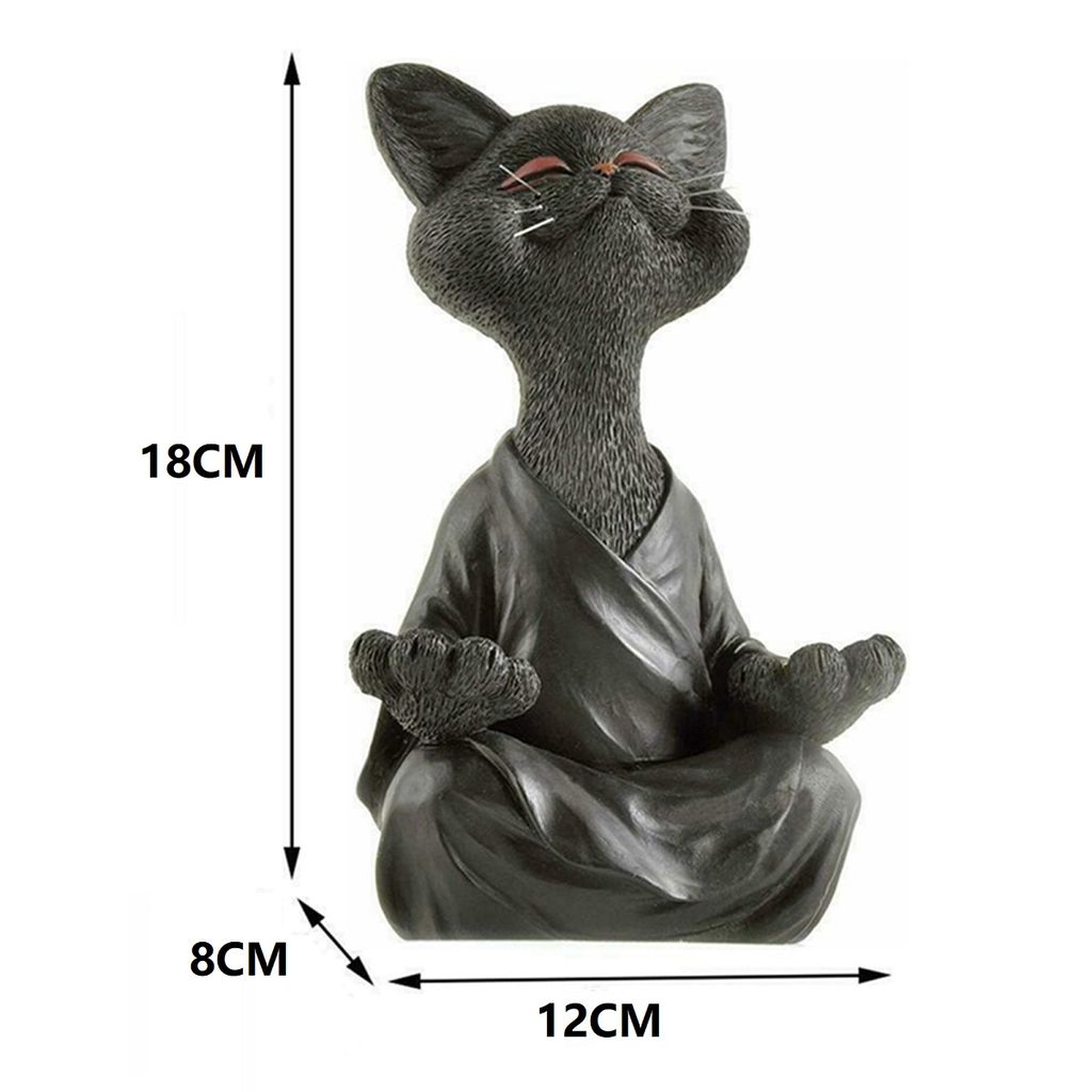 Meditations-Buddha Hund Statue – Yoga Dekofigur Aus Kunstharz, Ca. 12 Cm, Schwarz/grau