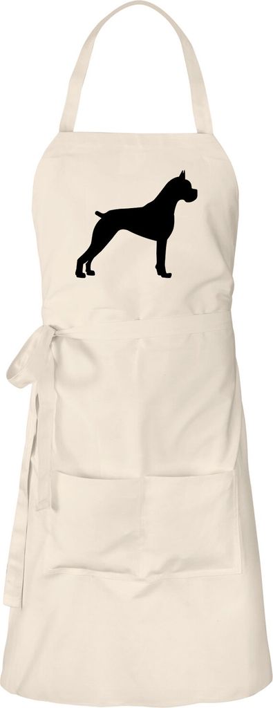 Huuraa Schürze Deutscher Boxer Silhouette Natur mit Taschen Baumwolle Kochschürze Geschenkidee