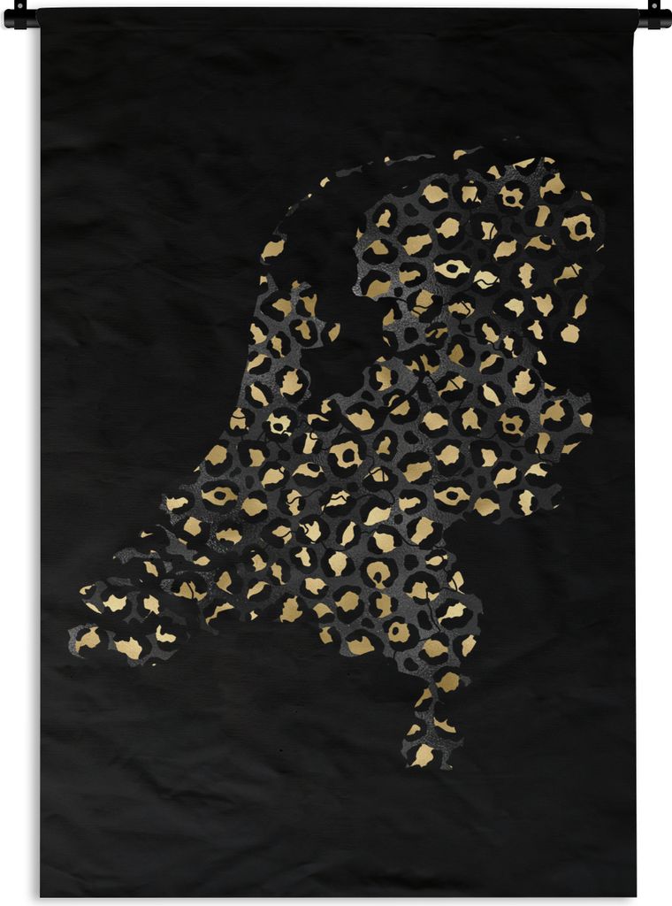 MuchoWow Wandteppich Wandbehang Karte von Europa - Niederlande - Panther Druck 120x180 cm Tapisserie Dekoration Wandtuch - Schlafzimmer - Dekorat...