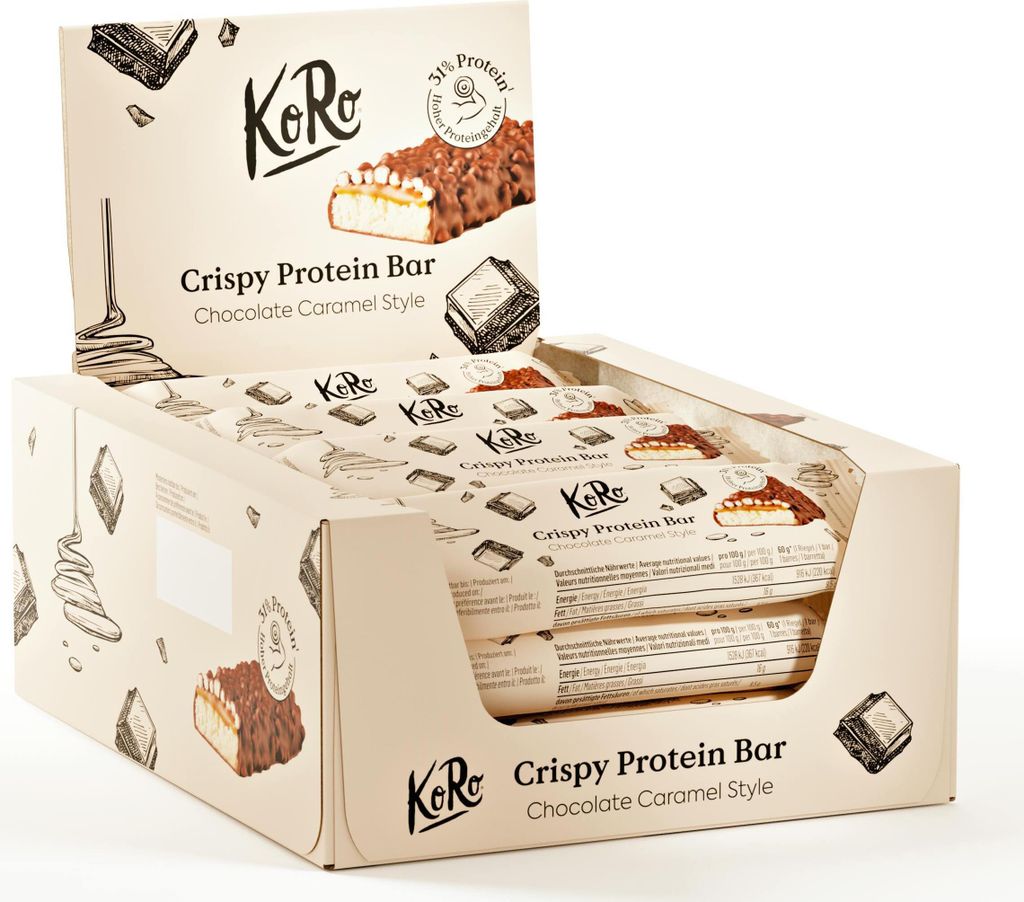KoRo I Crispy Protein Bar Chocolate Caramel Style 12 x 60 g