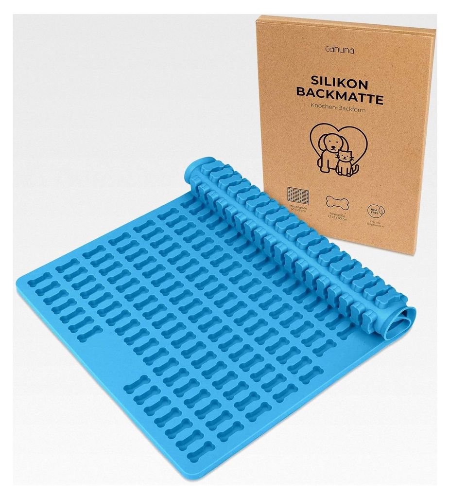 Silikon Backmatte für Hundekekse mit Mini-Knochen - Backform für Hundeleckerli BPA-frei und mit Rand - Wiederverwendbare Backunterlage für den Ofen