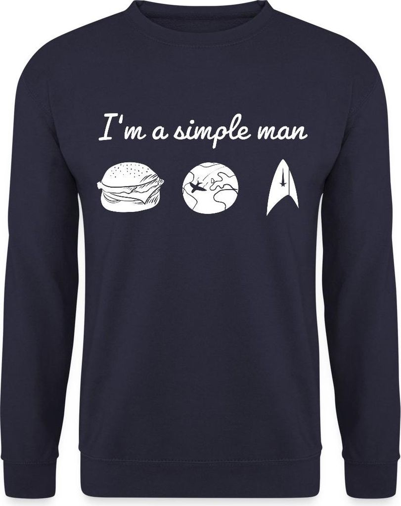 Spreadshirt Star Trek Discovery I'm A Simple Man Uni Pullover, L, Navy