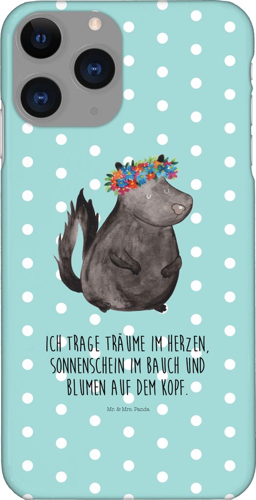 Mr. & Mrs. Panda Iphone 11 Pro Handyhülle Stinktier Mädchen - Türkis Pastell - Geschenk, Yoga, Raubtier, Namaste, Handy Case, Premium Kunststoff...