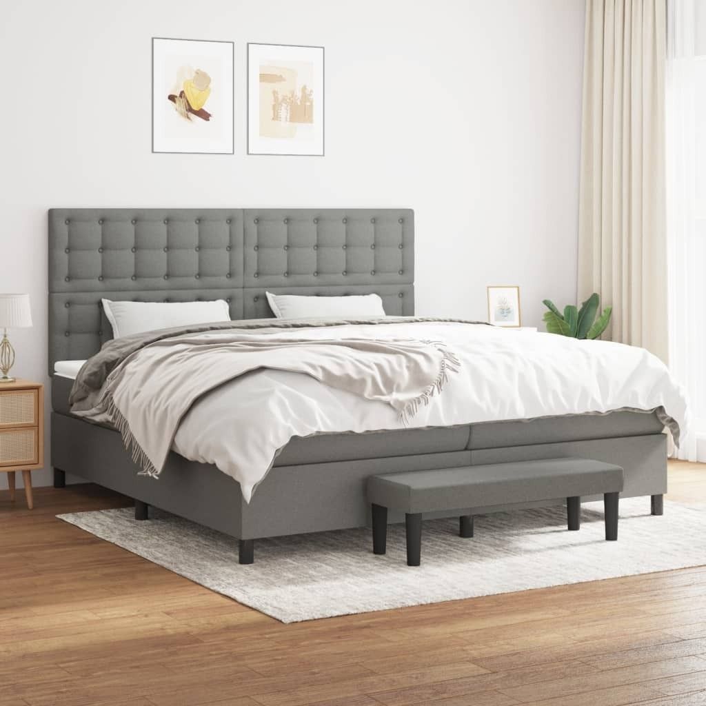The Living Store Boxspringbett mit Matratze Dunkelgrau 200x200 cm Stoff