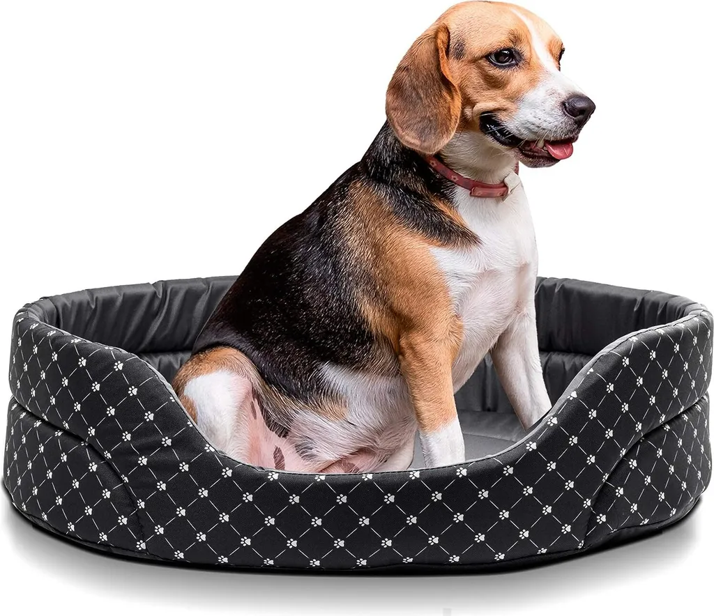 BOUTIQUE ZOO Letto Cane L Nero Motivo - Divano Morbido Taglia Media