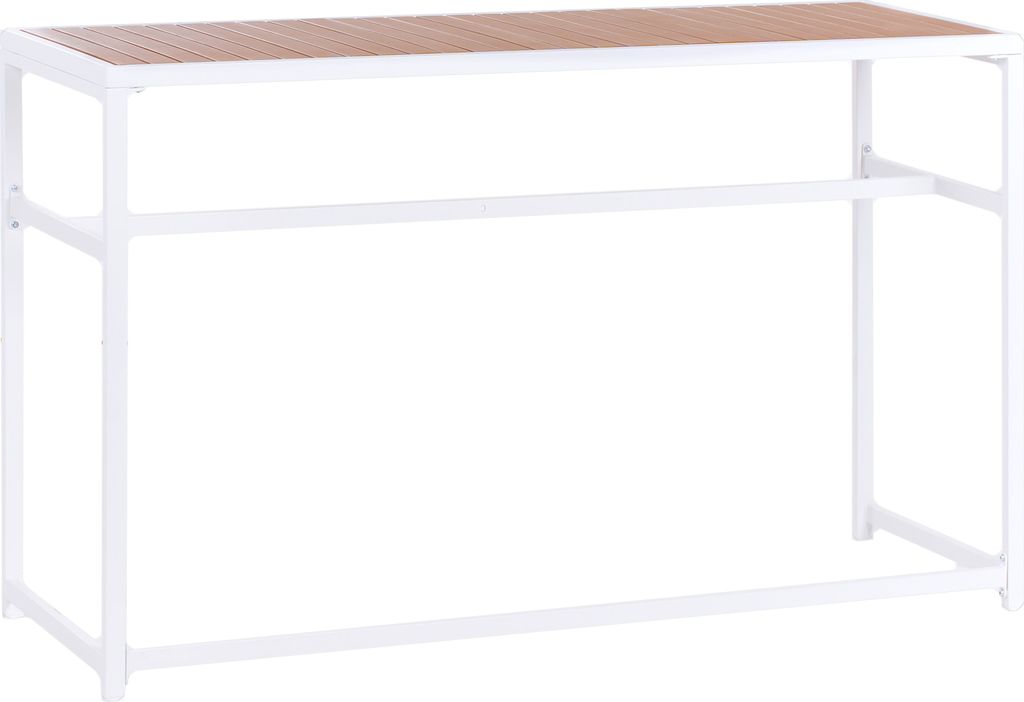 BELIANI Gartentisch Braun u. Weiß Kunstholz u. Stahl 150 x 50 cm Rechteckig Modern Outdoor Terrasse Garten Möbel Hochtisch für 2 Personen