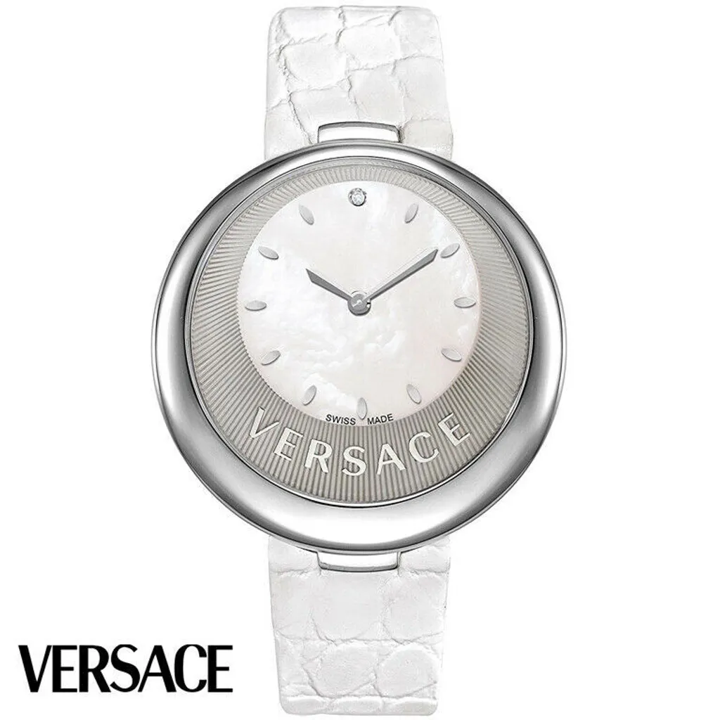 Montre femme Versace Perpetuelle avec cadran blanc et boîtier argent