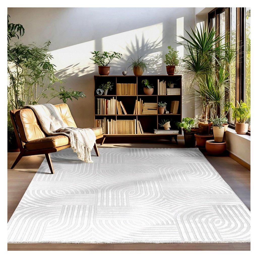 Kurzflor Teppich Läufer Flur Wohnzimmerteppich Grau 80 x 150 cm Skandinavischer Stil 3D Effekt - Waschbarer Bettvorleger Schlafzimmer Küchenläuf...