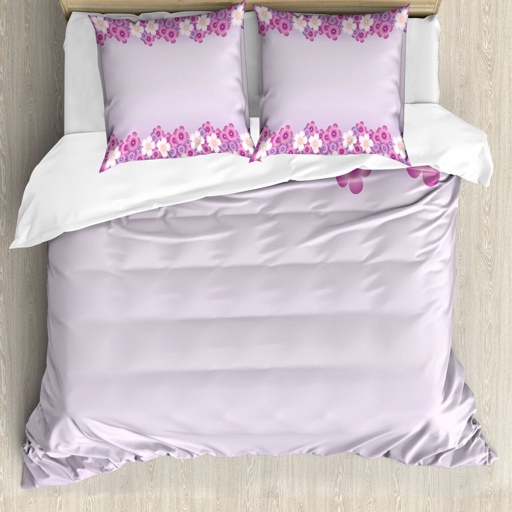 ABAKUHAUS Mauve Bettbezug, Blumenblumenblätter im Frühjahr, Milbensicher Allergiker geeignet mit Kissenbezügen, 200 cm x 200 cm - 80 x 80 cm, Rosa