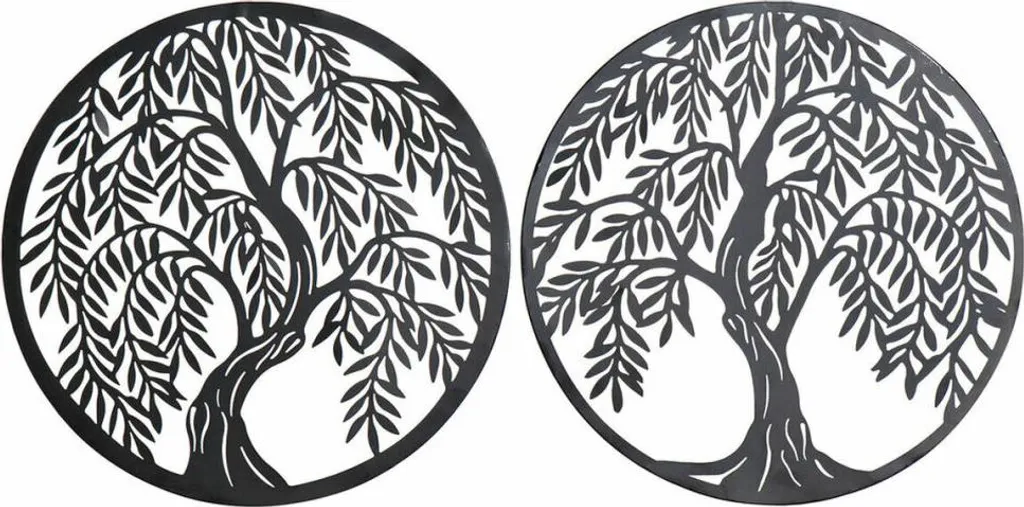 Décoration Murale Arbre de Vie en Métal Sculpté 40x40 cm - Set de 2