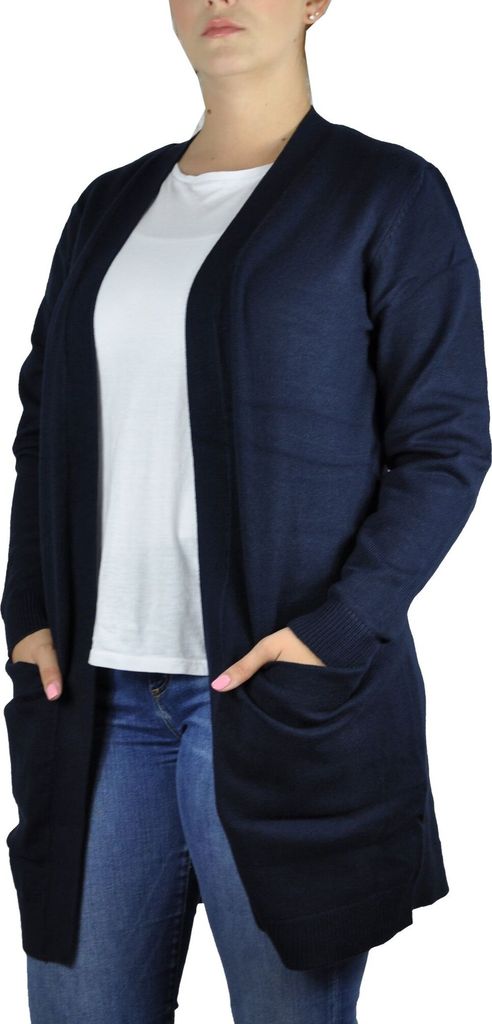 b.young BYNONINA Damen Lange Strickjacke Feinstrick Cardigan Longstrickjacke mit Eingrifftaschen Rippbündchen Relaxed fit