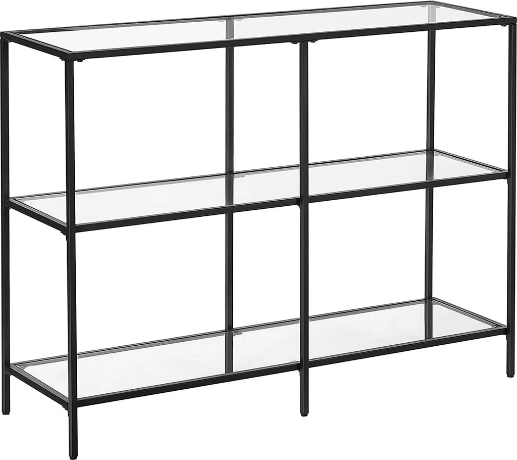 Console à 3 niveaux noire design industriel dim 100 x 30 x 80 cm