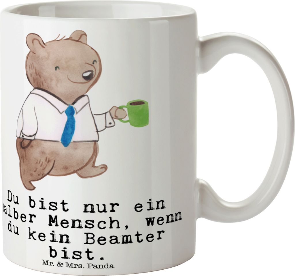 Mr. & Mrs. Panda Becher Beamter Herz - Weiß - Geschenk, Teetasse, Kaffeetasse, Studium, Tasse, Pott, Keramiktasse, Öffentlicher Dienst, Verbeamtung