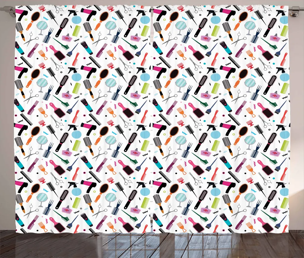 Tenda Multicolore ABAKUHAUS Friseur 280x175cm - Design Rustico Chic