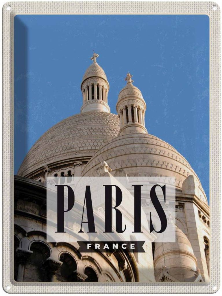 vianmo Blechschild 40x30 cm Paris France Architektur Bildmotiv Reisemotiv Abenteuer Reisen Straße Stadt Urlaub