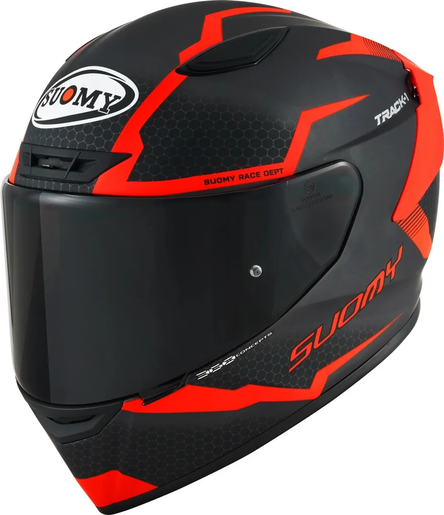 Casque Suomy Track-1 Reaction 2023 Noir Rouge Taille L Haute Performance