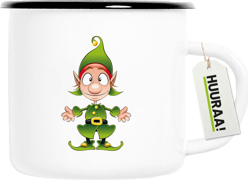 Huuraa Emaille Tasse Kobold Fabelwesen 300ml Vintage Campingbecher Geschenkidee