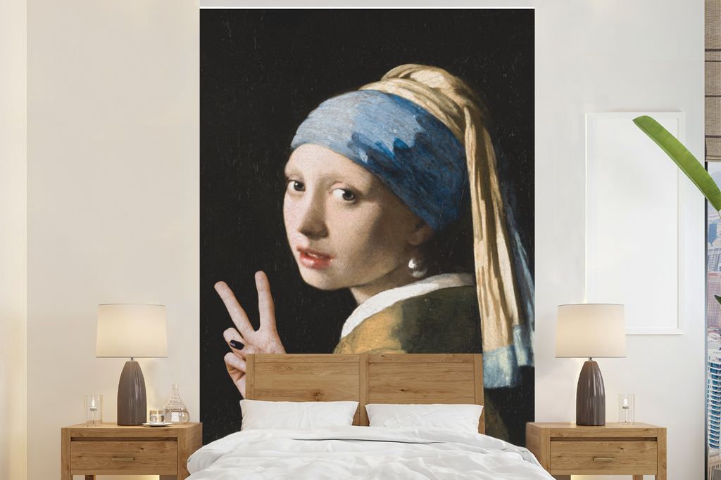 MuchoWow Fototapete für Wohnzimmer oder Schlafzimmer Wandtapete Vinyl Motivtapete Das Mädchen mit dem Perlenohrring - Johannes Vermeer - Friede...