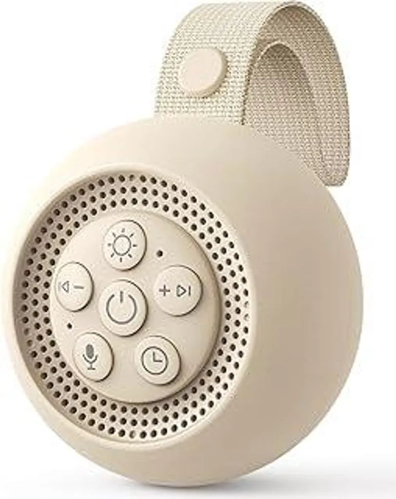 Babacom Macchina portatile per rumore bianco per neonati con registrazione vocale – 15 suoni rilassanti, rumore bianco con luce notturna, timer, funzione di memoria per neonati, carillon, ricaricabile tramite USB