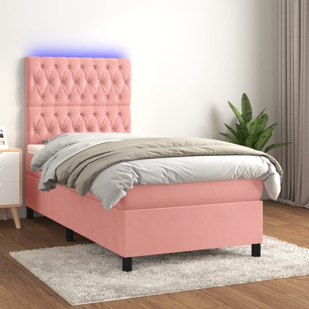 Maison Exclusive - Boxspringbett mit Matratze & LED Rosa 80x200 cm Samt