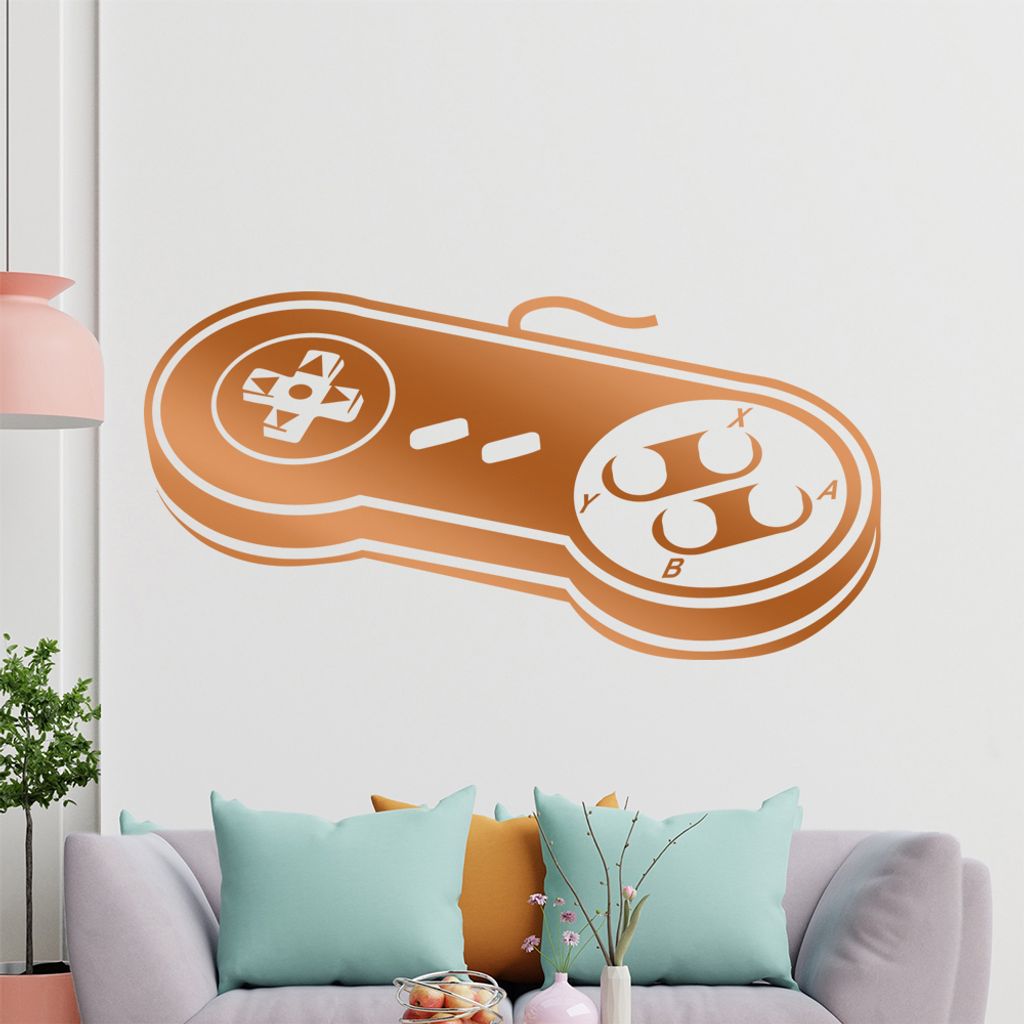 KIWISTAR Retro Controller - Oldschool Gamepad SNES Wandtattoo in 6 Größen - Wandaufkleber Wall Sticker - Dekoration, Küche, Wohnzimmer, Schlafzi...