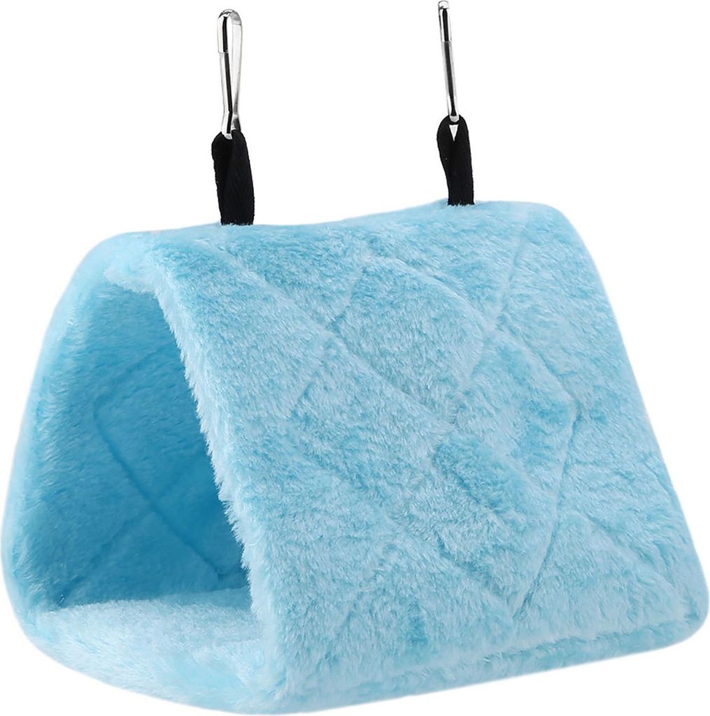 Weiche Plüsch Hängematte Hängender Käfig Zelt für Vögel Papagei Winter Warmes Bett Haustier Spielzeug (Blau S)