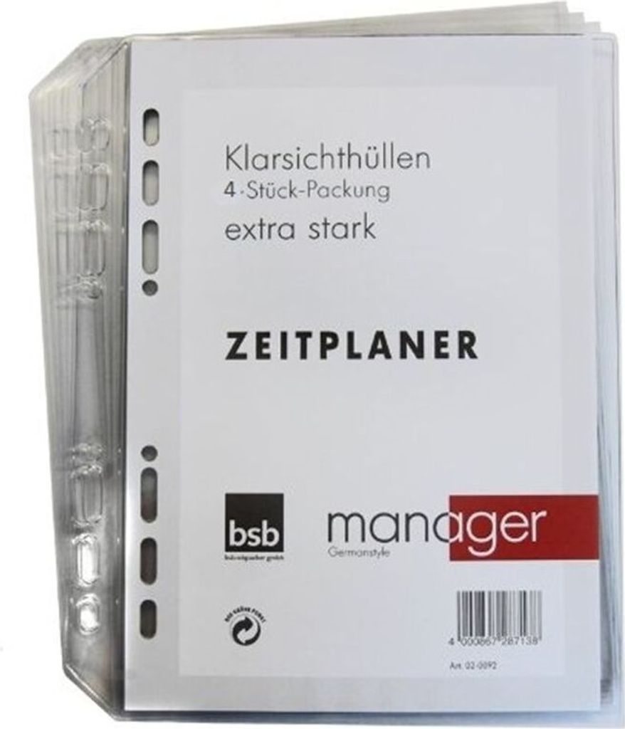 bsb 02-0056 Ersatzhülle "Manager" - A5, 4er Pack für Produktbild 