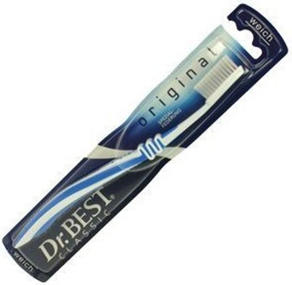 Dr  BEST Zahnbürste Original weich Reinigung und Produktbild 