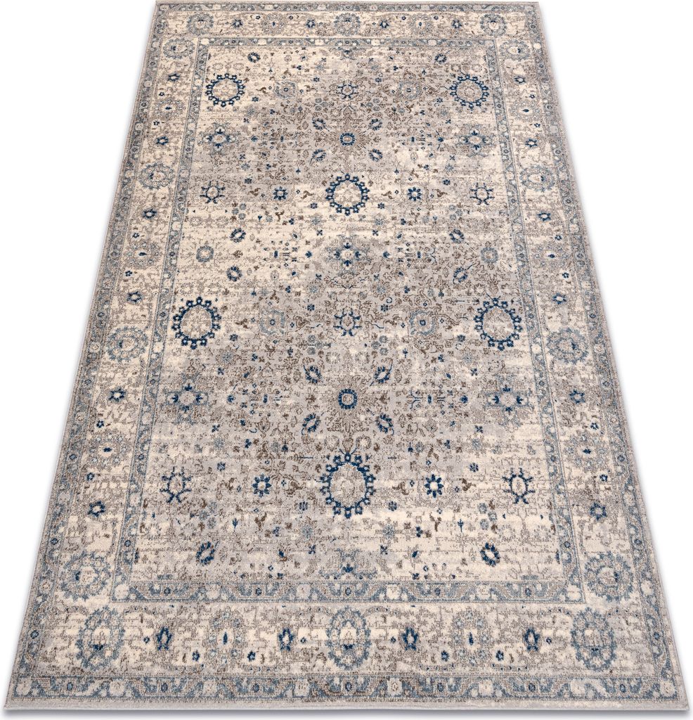 Teppich Wolle NAIN Ornament, Rahmen, 7586/51635 beige / blau beige 80x150 cm