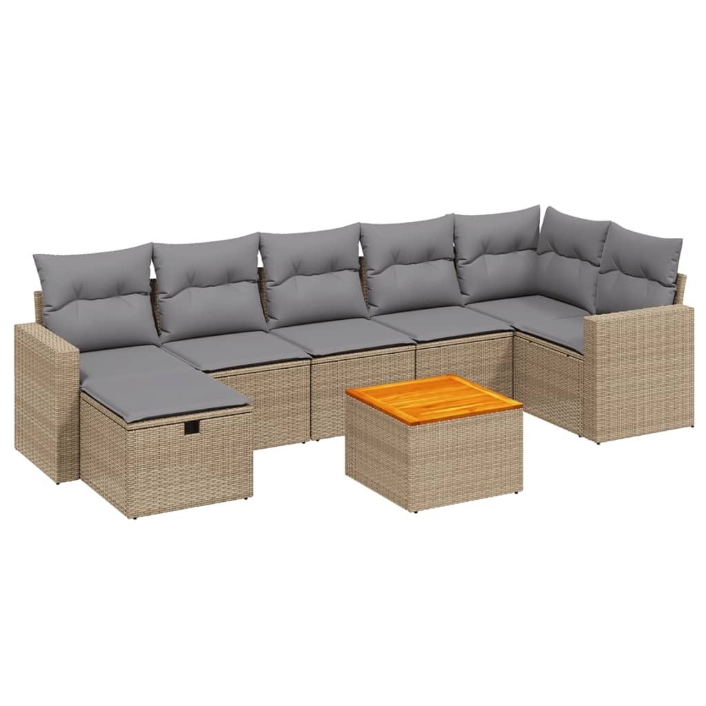 "WINTER SALE" 8-tlg. Garten-Lounge-Set - elegantes Design - Sitzgruppe/Gartengarnitur - mit Kissen Beige Poly Rattan - Terassenmöbel NeuMöbel886594