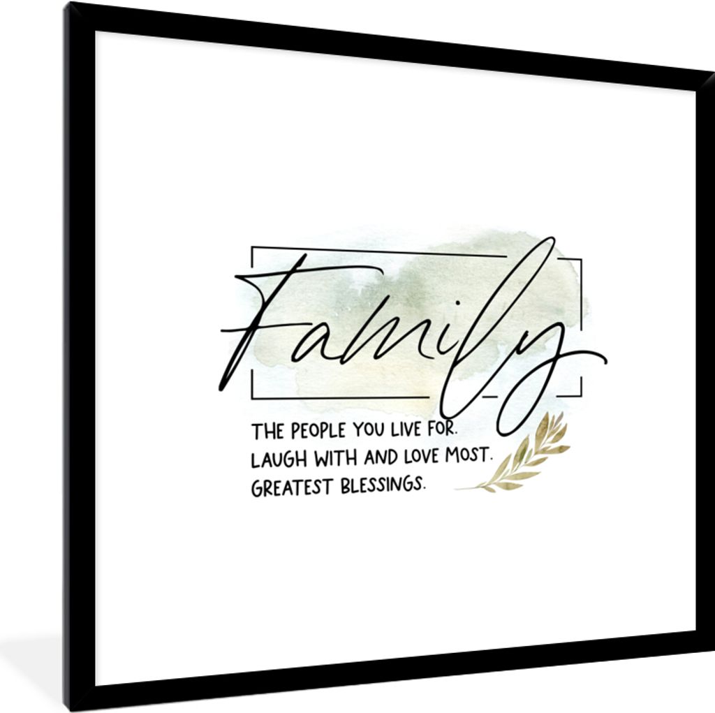 MuchoWow Gerahmtes Poster Sprichwörter - Familie - Zitate 40x40 cm - Poster mit Schwarzem Bilderrahmen Wandposter Rahmen Foto Bilder - Mit Rahme...