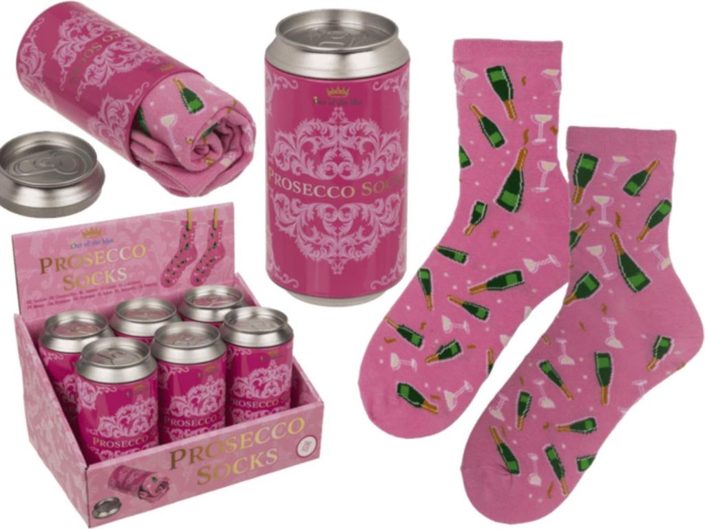 Prosecco Socken in Dose in Einheitsgröße für Erwachsene Produktbild 