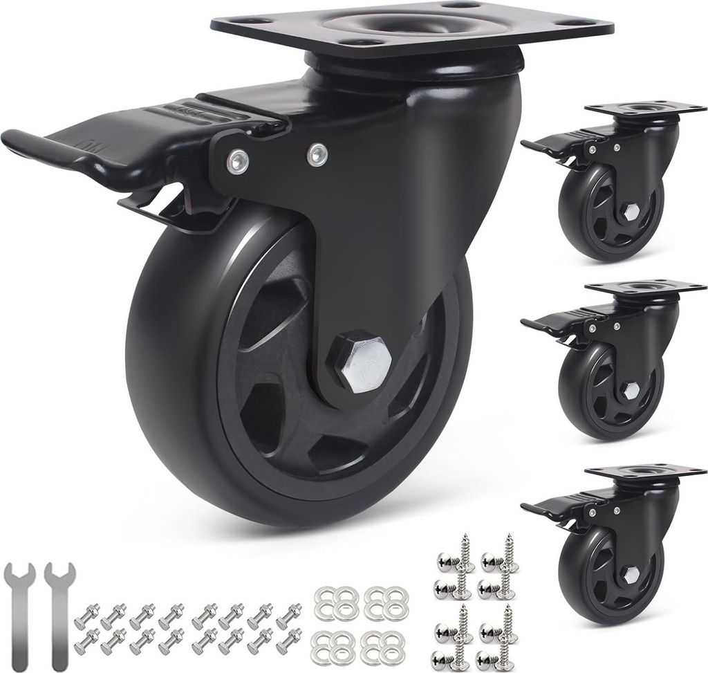 Zwaarlast Zwenkwielen / Trolley Wielen für Möbel - Gummierte Schwere Räder - Heavy Duty Rollen / Transportrollen 600k