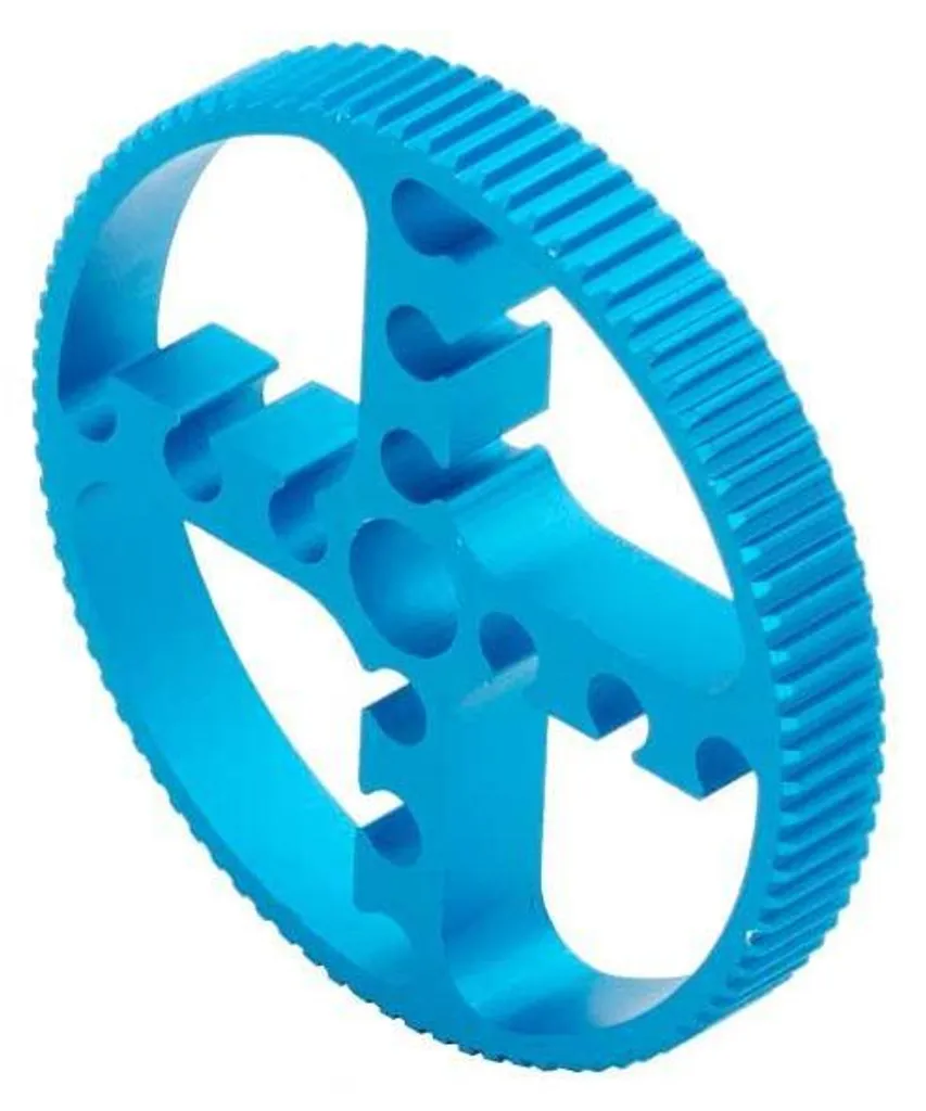 Poulie crantée anti-glissement 90 dents 8mm aluminium bleu profil MXL