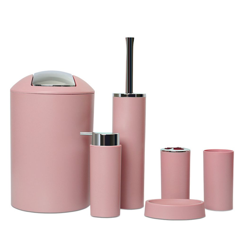 6-teiliges Bad Accessoire Set | Badezimmer Set Calvo schwarz matt, 6-teilig aus Kunststoff