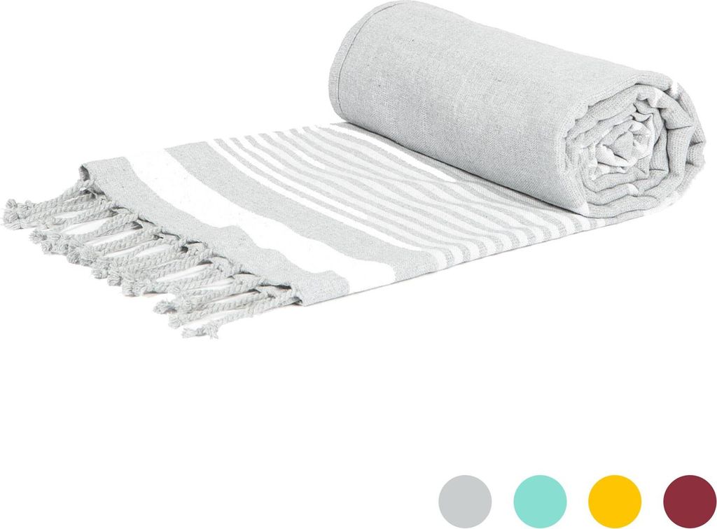 Deluxe-Strandtuch aus 100 % Baumwolle, weich, sehr saugfähig, für türkisches Bad – Grau